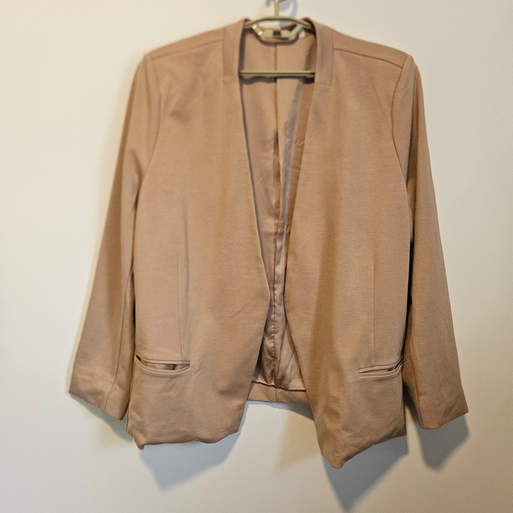 Soft Surroundings Open Front Blazer 3X Tan Beige Oatmeal Neutral Office Cardigan